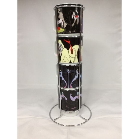 New Disney Villains ZRIKE Coffee Mug Tower Complete Set of 4 - Picture 3 of 8